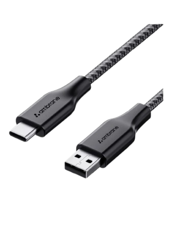 Ambrane Unbreakable 3A Fast Charging 1.5M Braided Type C USB Cable (CTG002)