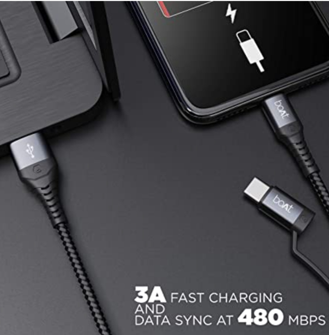 Boat Deuce USB 300 2 in 1 Type-C & Micro USB cable (CTG003)