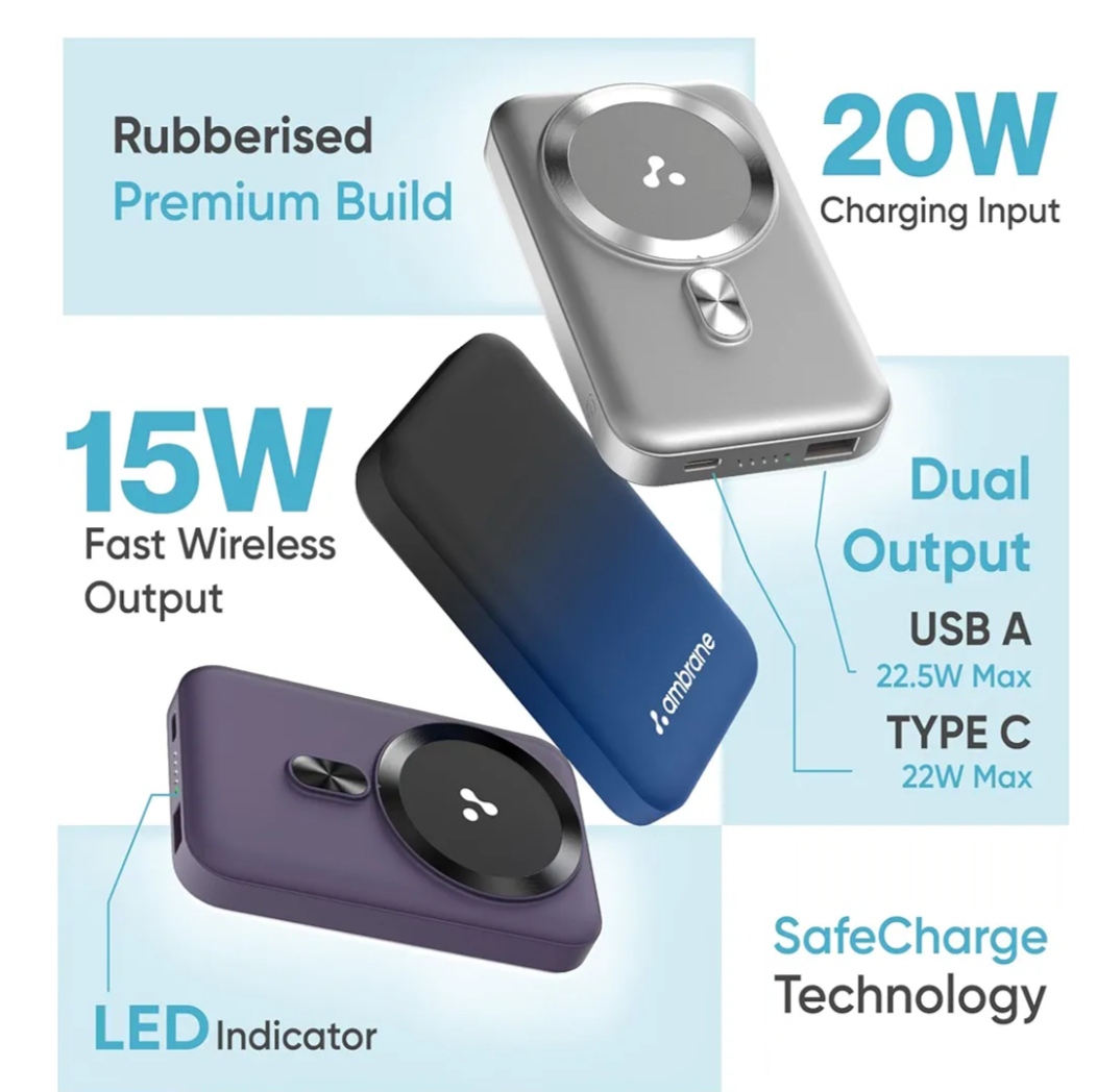 Ambrane Magsafe Wireless 10000Mah Fast Charging (CTG020)