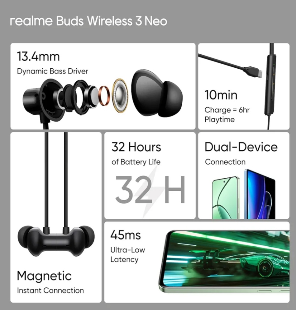 realme Buds Wireless 3 Neo in Ear Bluetooth Neckband (CTG041)