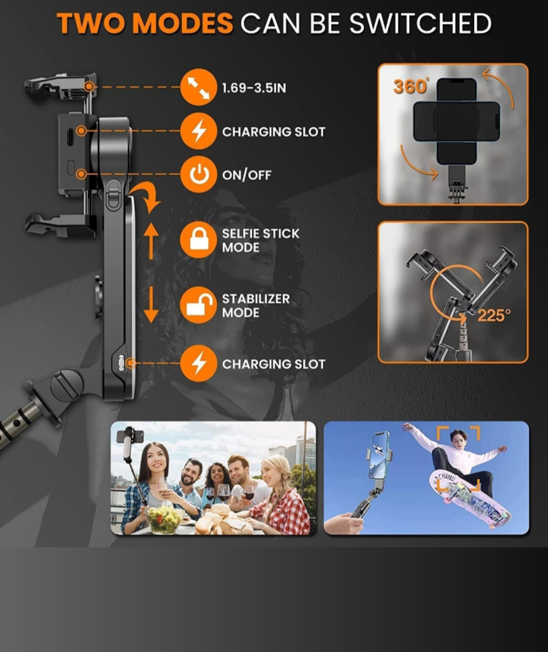 Q09 Single Axis Gimbal Tripod Selfie stick Stabilizer (CTG062)